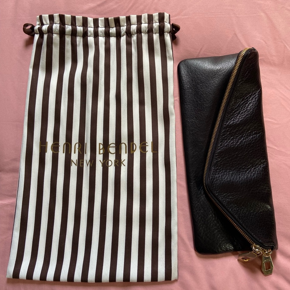 Henri Bendel Black Leather Clutch